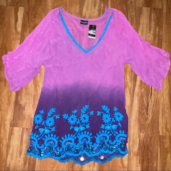 Beach Bunny Dresses Beach Bunny Swimwear Beaded Embroidered Tie Dye Cover Up Poshmark